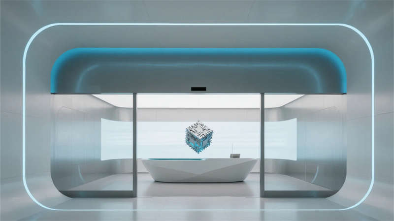 創(chuàng)新科技抽象表達(dá)，簡(jiǎn)約光影空間融合, 合肥半導(dǎo)體企業(yè)展廳裝修設(shè)計(jì)